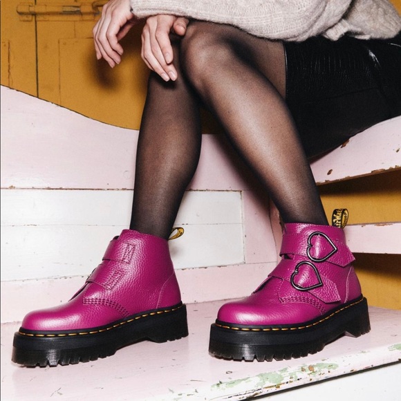 Dr. Martens Pink Devon Heart Platform Boots - Picture 4 of 9